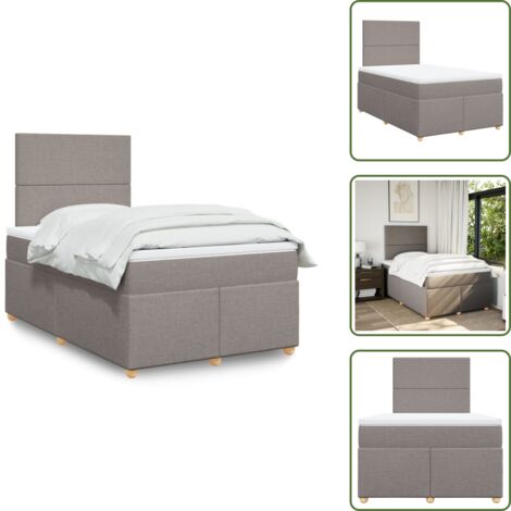 Colchón ensacado - vidaXL Cama box spring con colchón tela gris taupe 120x190 cm - Cama de muelles