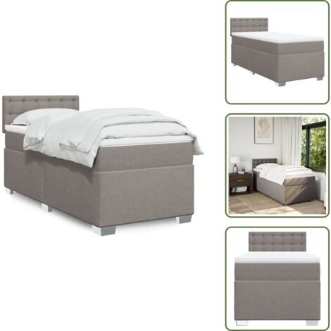 Colchón ensacado - vidaXL Cama box spring con colchón tela gris taupe 80x200 cm - Cama de muelles
