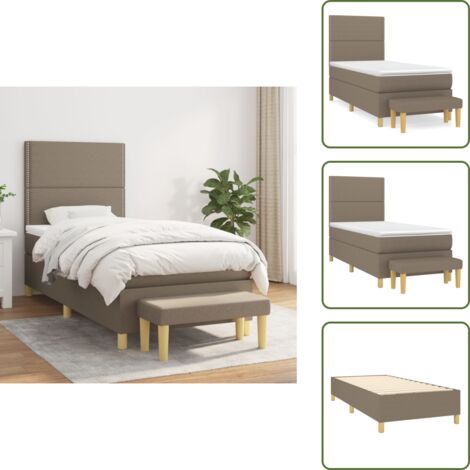 Colchón ensacado - vidaXL Cama box spring con colchón tela gris taupe 90x190 cm - Cama de muelles