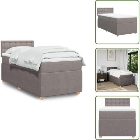 Colchón ensacado - vidaXL Cama box spring con colchón tela gris taupe 90x190 cm - Cama gris taupe