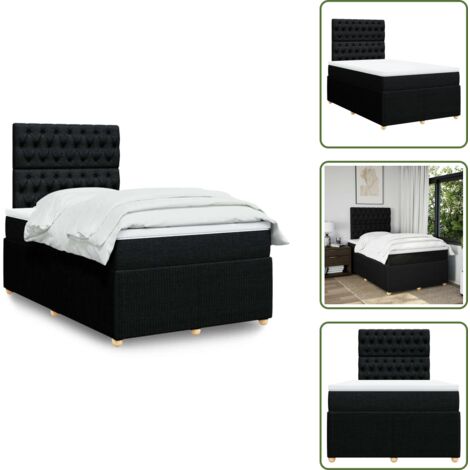 Colchón ensacado - vidaXL Cama box spring con colchón tela negro 120x190 cm - Cama de muelles