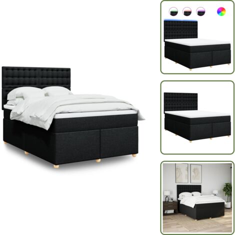 Colchón ensacado - vidaXL Cama box spring con colchón tela negro 140x200 cm - Cama de muelles ensacados