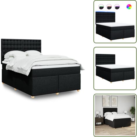 Colchón ensacado - vidaXL Cama box spring con colchón tela negro 160x200 cm - Cama con cabecero ajustable