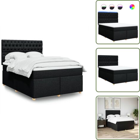 Colchón ensacado - vidaXL Cama box spring con colchón tela negro 160x200 cm - Cama con cabecero ajustable