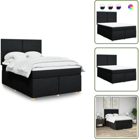 Colchón ensacado - vidaXL Cama box spring con colchón tela negro 160x200 cm - Cama con cabecero ajustable