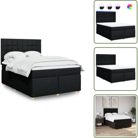 Colchón ensacado - vidaXL Cama box spring con colchón tela negro 160x200 cm - Cama con cabecero ajustable