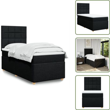 Colchón ensacado - vidaXL Cama box spring con colchón tela negro 90x200 cm - Cama de muelles