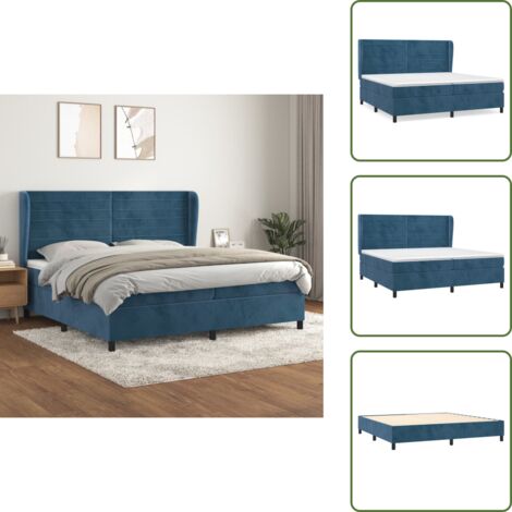 Colchón ensacado - vidaXL Cama box spring con colchón terciopelo azul oscuro 200x200 cm - Cama de terciopelo