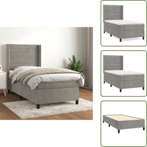 Colchón ensacado - vidaXL Cama box spring con colchón terciopelo gris claro 100x200 cm - Cama de muelles