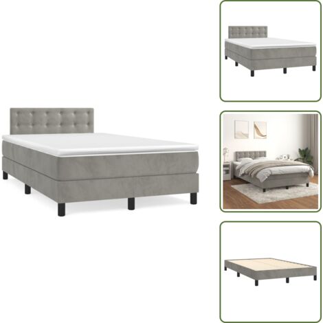 Colchón ensacado - vidaXL Cama box spring con colchón terciopelo gris claro 120x190 cm - Cama de espuma