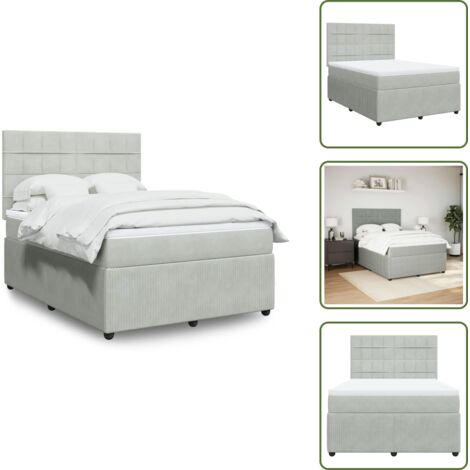 Colchón ensacado - vidaXL Cama box spring con colchón terciopelo gris claro 140x190 cm - Cama de muelles