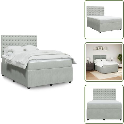 Colchón ensacado - vidaXL Cama box spring con colchón terciopelo gris claro 160x200 cm - Cama de muelles