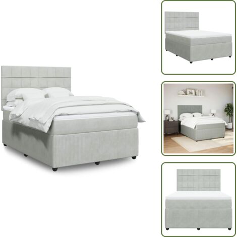 Colchón ensacado - vidaXL Cama box spring con colchón terciopelo gris claro 160x200 cm - Cama de muelles