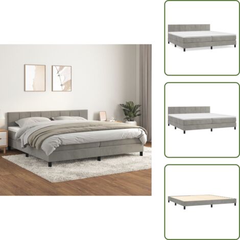 Colchón ensacado - vidaXL Cama box spring con colchón terciopelo gris claro 200x200 cm - Cama de espuma