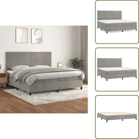 Colchón ensacado - vidaXL Cama box spring con colchón terciopelo gris claro 200x200 cm - Cama de espuma