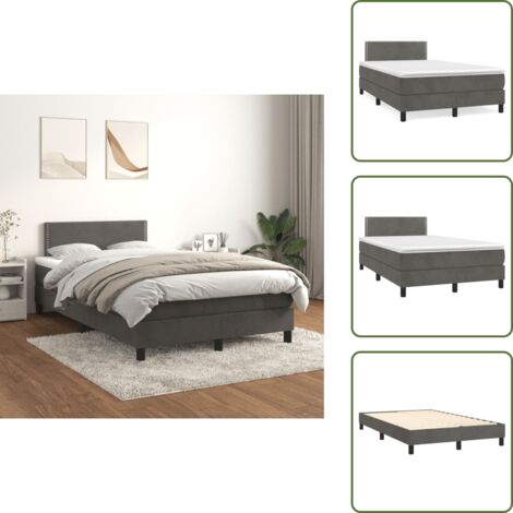Colchón ensacado - vidaXL Cama box spring con colchón terciopelo gris oscuro 120x200 cm - Cama de terciopelo