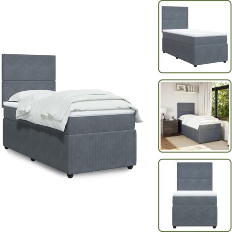 Colchón ensacado - vidaXL Cama box spring con colchón terciopelo gris oscuro 90x200 cm - Cama de muelles