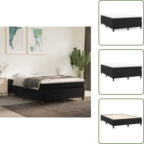 Colchón ensacado - vidaXL Cama box spring con colchón terciopelo negro 140x190 cm - Cama de terciopelo