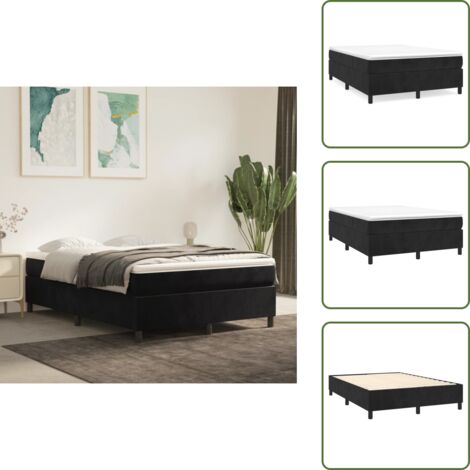 Colchón ensacado - vidaXL Cama box spring con colchón terciopelo negro 140x200 cm - Cama de espuma