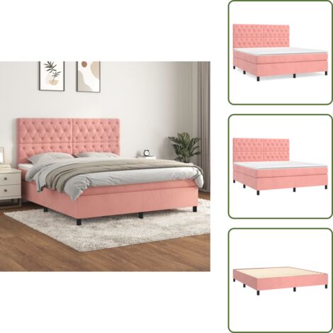 Colchón ensacado - vidaXL Cama box spring con colchón terciopelo rosa 160x200 cm - Cama de terciopelo