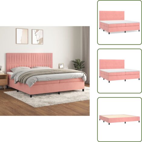 Colchón ensacado - vidaXL Cama box spring con colchón terciopelo rosa 200x200 cm - Cabecero ajustable