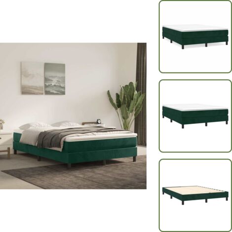 Colchón ensacado - vidaXL Cama box spring con colchón terciopelo verde oscuro 140x190 cm - Cama con terciopelo