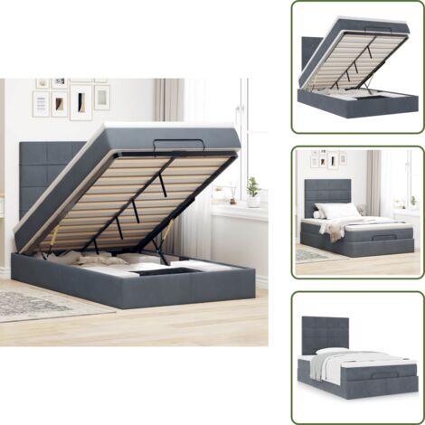 Colchón ensacado - vidaXL Estructura cama otomana colchones terciopelo gris oscuro - Almacenamiento debajo de la cama