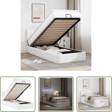 Colchón - Estructura cama otomana colchón blanco puro 80x200cm