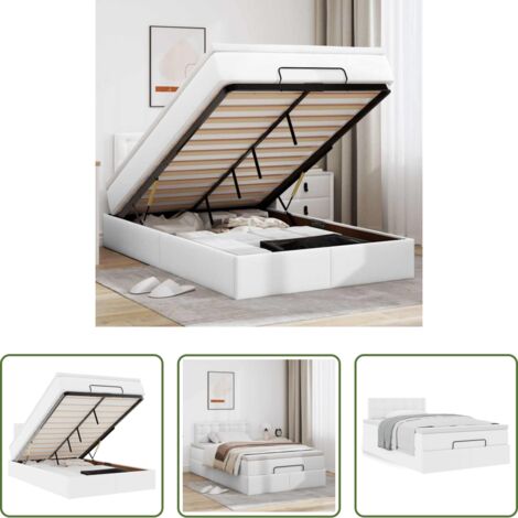 Colchón -  Estructura cama otomana colchón cuero sintético blanco