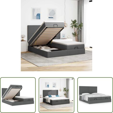 Colchón -  Estructura cama otomana colchones tela gris oscuro 160x200 cm