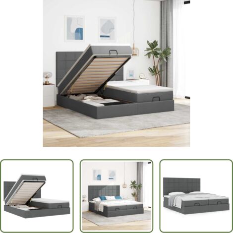 Colchón -  Estructura cama otomana colchones tela gris oscuro 180x200cm