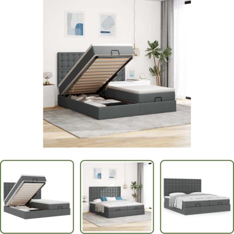 Colchón -  Estructura cama otomana colchones tela gris oscuro 200x200cm