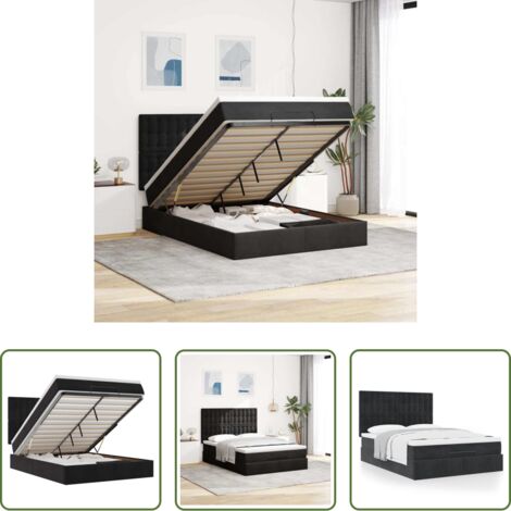 Colchón -  Estructura cama otomana colchones terciopelo negro 140x200cm