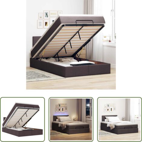 Colchón -  Estructura de cama otomana colchón tela marrón oscuro 120x190cm