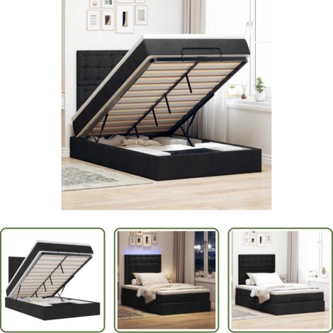Colchón -  Estructura de cama otomana colchón tela negro