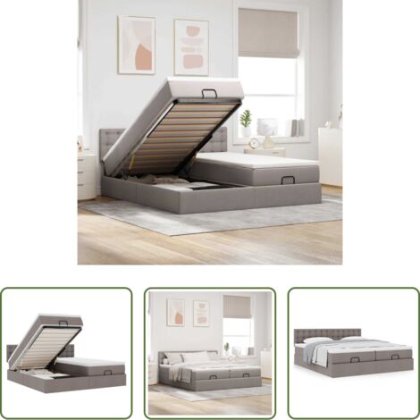 Colchón -  Estructura de cama otomana colchones tela gris pardo 180x200 cm