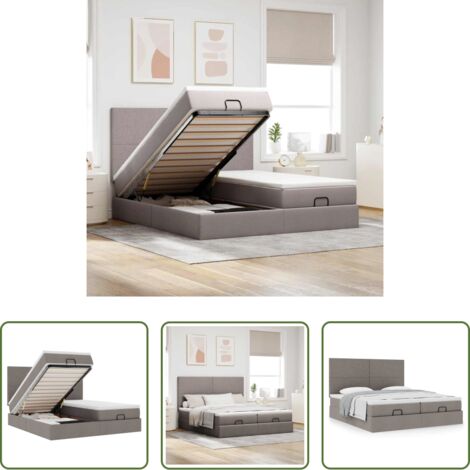 Colchón -  Estructura de cama otomana colchones tela gris pardo 180x200 cm