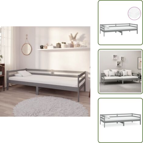 Colchón extra suave - vidaXL Sofá cama con colchón madera de pino maciza gris 90x200 cm - Cama multifuncional