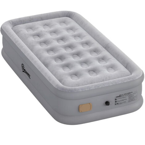 Colchón Hinchable Individual Plegable con Bomba Inflado 3 Min Desinflado 2 Min Bolsa Carga 200 kg 190x97x39 cm Gris