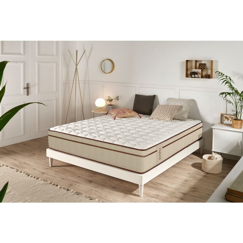 Moonia - Matelas Ressorts Ensachés Hybrid Brun 25 cm - 90X190 cm