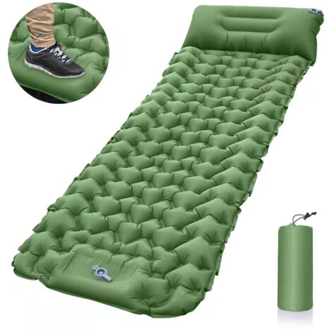 Colchón individual inflable, tienda de campaña inflable, cama de camping, colchón plegable autoinflable para vivac, camping, playa, coche (verde)