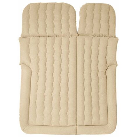 Colchón inflable autoinflable para camping con bomba de aire, flocado, ideal para senderismo, mochilerismo, coche y todoterreno, 125 x 75 cm (beige)