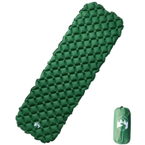 Colchón inflable de camping para 1 persona verde 190x58x6 cm