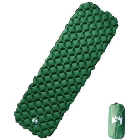 Colchón inflable de camping para 1 persona verde 190x58x6 cm