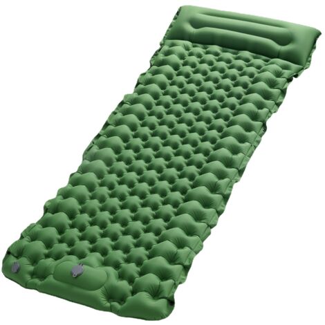 Colchón inflable para acampar, colchoneta para dormir a prueba de humedad, colchón de aire, sofá cama, colchón de playa al aire libre con almohada (verde militar)