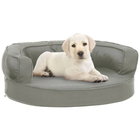Colchón para cama de perro ergonómico aspecto lino gris 60x42cm