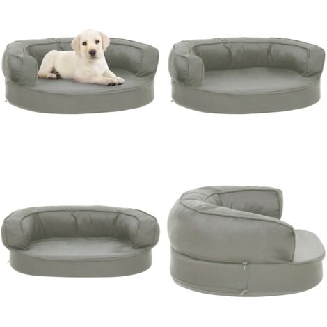 Colchón para cama de perro ergonómico aspecto lino gris 60x42cm - Cama para perro - Colchón para mascotas