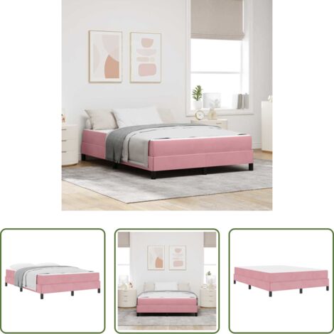 Colchón rosa -  Cama tipo Box Spring con colchón Rosa 140 x 190 cm tela