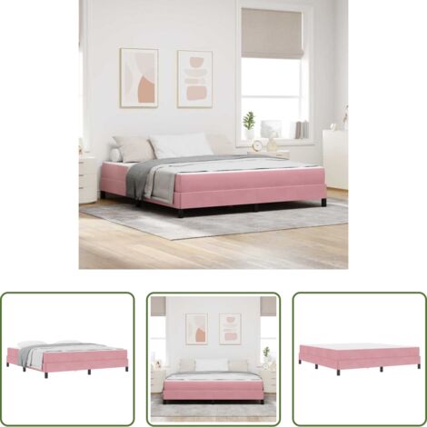 Colchón rosa -  Cama tipo Box Spring con colchón Rosa 180 x 200 cm tela