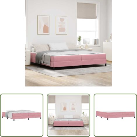 Colchón rosa -  Cama tipo Box Spring con colchón Rosa 200 x 200 cm tela